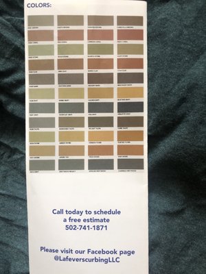 Brochure curbing Colors