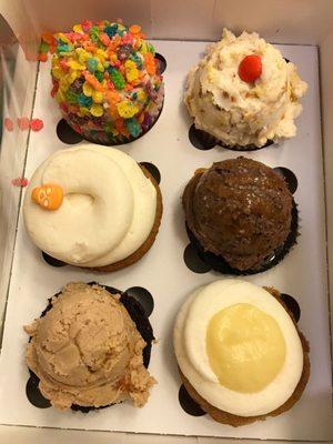 Fruity pebbles, butterscotch m&m, salted caramel brownie, pumpkin cheesecake, butterfinger, pumpkin pinup