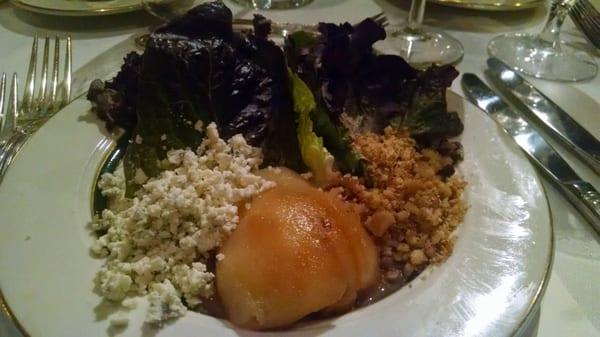 Pear, walnut, blue cheese salad. Delicious!!