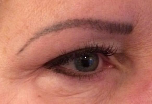 Healed Semi Permanent Makeup Hairstroke Eyebrows, Upper and Lower Eyeliner, with Eyelash Extensions