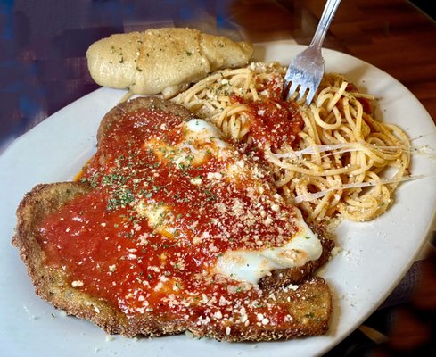 Lunch Egg plant Parmesan with pasta