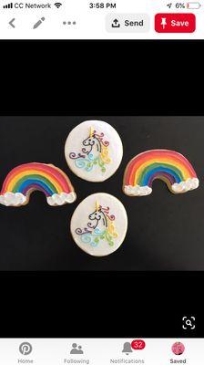 Unicorns and rainbows. Custom Decorated Cookies.