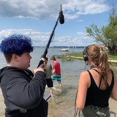 teen filmmakers on set at burlington film camp