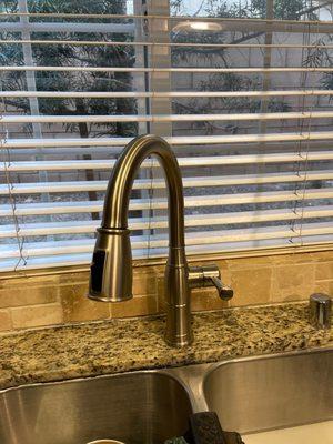 Newly installed kitchen faucet