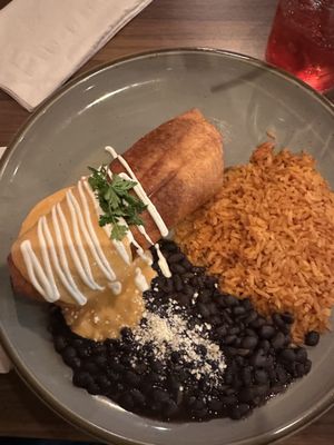 Chimichangas with beans and rice