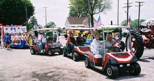 Everyone is always ready for a golf cart parade.