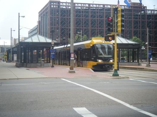 Government Plaza with a train