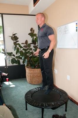 Three-time Canadian National Natural Body Building Champion Wade Lightheart giving a class on Health & Wellness.