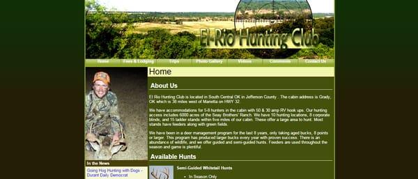 El Rio Hunting Club - A much more standard web layout. elriohuntingclub.com