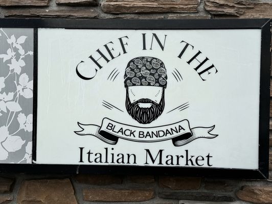 Signage for new restaurant/deli/market Chef in the Black Bandana