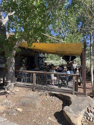 Human friendly, shade covered deck.