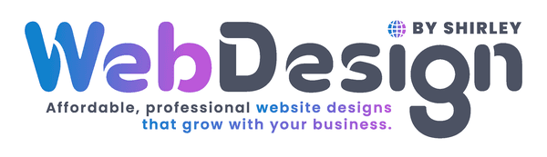 Web Design By Shirley full color horizontal logo and tagline