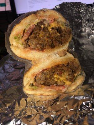 Chopped Cheese Burger Hero with Everything. Classic NYC  sandwich.