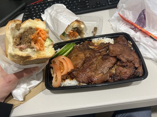 So good so cheap. Viet sandwich and pork chop rice. Mom & pop shop