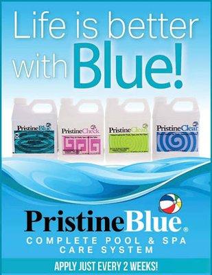 Easy every 2 week maintenance with Pristine Blue pool chemicals!