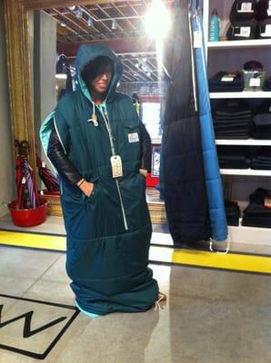 And there's Annie in a wearable sleeping bag.