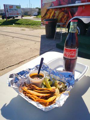 Birria Plate with Mexican Coke.