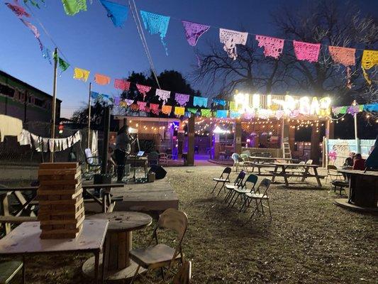 Outdoor beer garden area during live music!