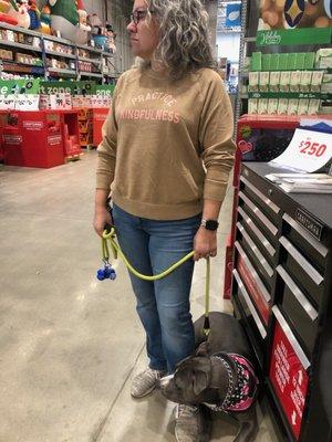 We're hanging around the entrance to Lowe's so Molly can watch the people coming and going.