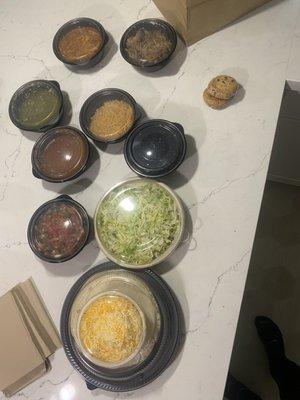 Is this seriously supposed to be for 8 people? Missing the chips, guacamole, sour cream. Come on. This is the Taco Kit (Build your Own)