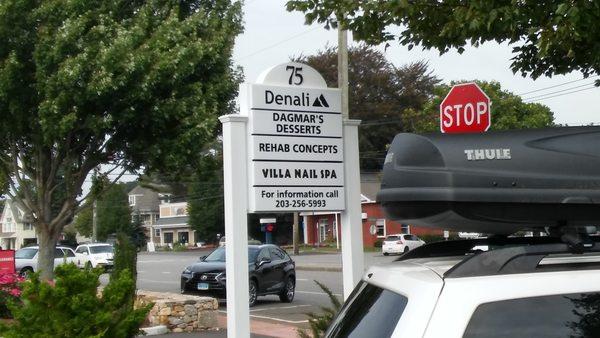 Sign for businesses in Guildoford, CT