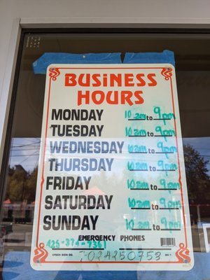 Business hours.