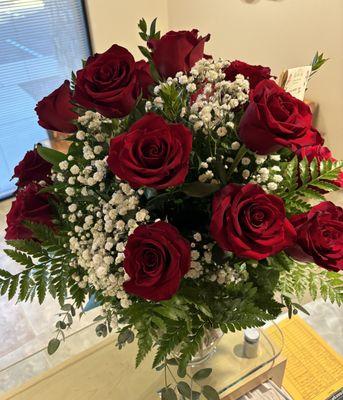 Beautiful 18 roses - Thank you Honey. Happy 43rd Anniversary