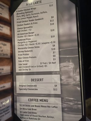 Food & coffee menu