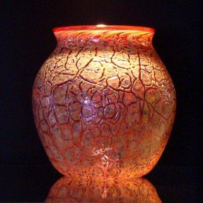 Blown Glass Pink Crackle, by Ed & Barbara Streeter at Conway Glass