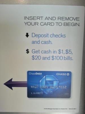 The only Chase atm I've come across in the burbs that dispenses $1,$5 and $100 bills.