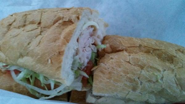 Two-foot turkey and cheese hoagie.