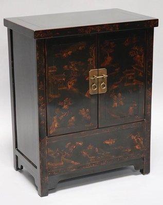 Gilt Painted Black Lacquer Cabinet