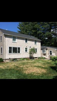 Cedar shake siding repair/Pella window install