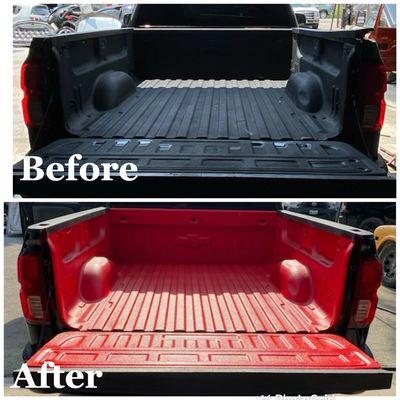 Custom Red Bedliner! Only $400! This job was complete in one day. Call for a free quote.