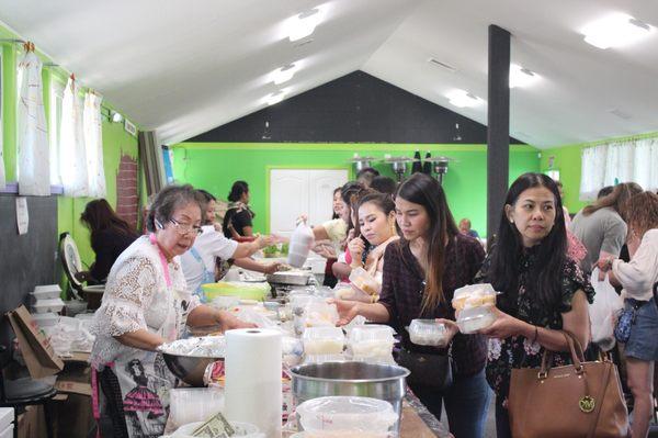 Thai food for sell at cheap price as donation to temple every Sunday