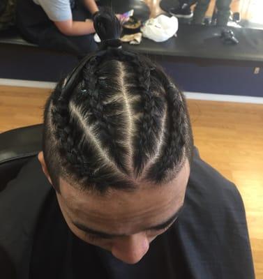 Man bun with the braids