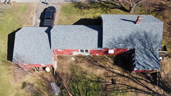 RED HOUSE After Getting New Asphalt Shingle Roof