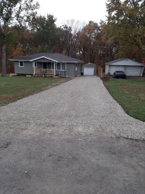 Regraded and widened driveway and top dressed with CA6