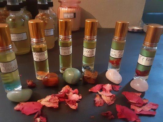 Spiritual oils 
Money, abundance, prosperity, protection, fertility etc.