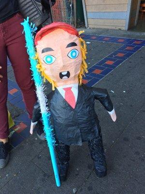 Some countries prefer effigies. Others like piñatas. "Do you have a stick?" Nice people!