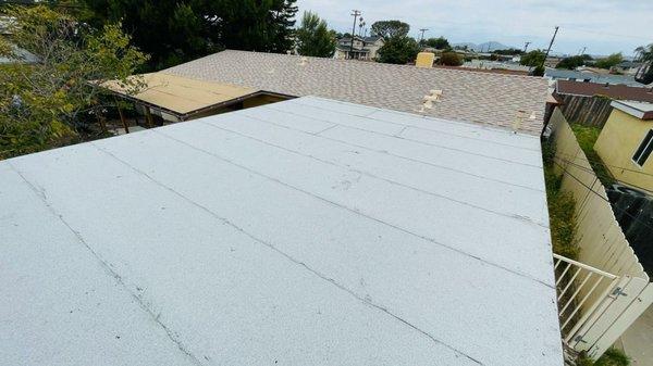 Torch down roofing on garage