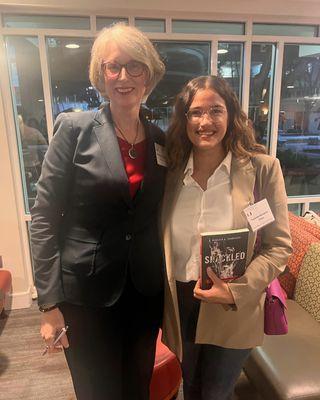 Attorney Yolanda Mendoza with author Rebecca Sharpless