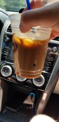 Attempting to show how little ice is in this iced latte.