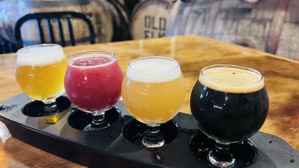 Flight of beers & sours -- Columbus Destroyed the Polar Ice Caps, OG Hype Machine - Mixberry, Gator Boots & Gucci Suits, Headless Hopsman