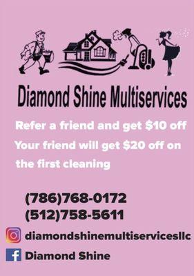 Refer a friend and get $10 off Your friend will get $20 off on the first cleaning .