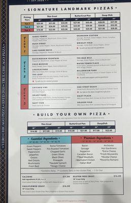 Pizza Menu