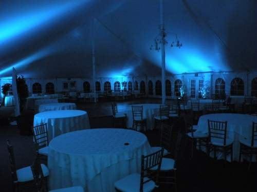 LED uplights in a tent