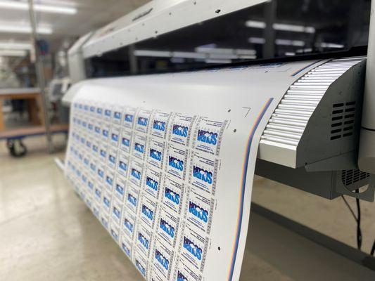 Visual Inspection decals on a digital roll-to-roll printer