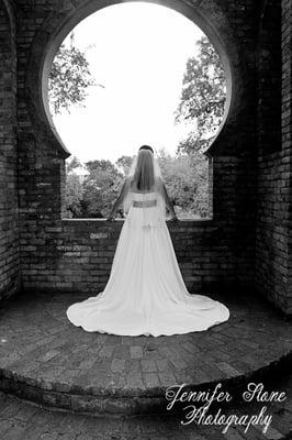 Long, white wedding dress at Zilker Park in Austin, TX