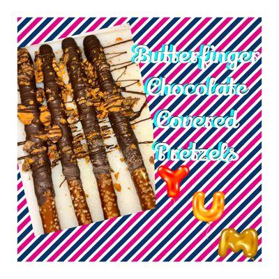 Butterfinger chocolate covered pretzel rods